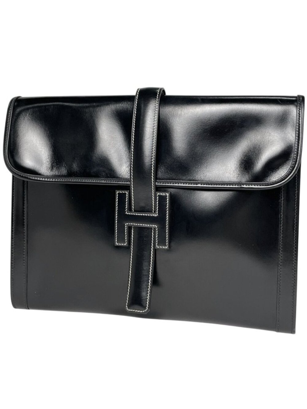 Hermes Gije GM Clutch Box Calf Black - Picture 1 of 7